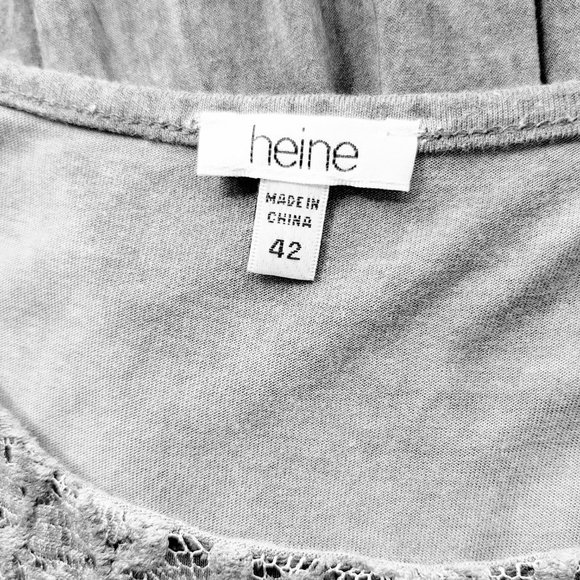 Heine Grey Boho Lace Trim Half Sleeve Dress Stretchy & Lined Size 42 / Au 12 - Picture 15 of 16
